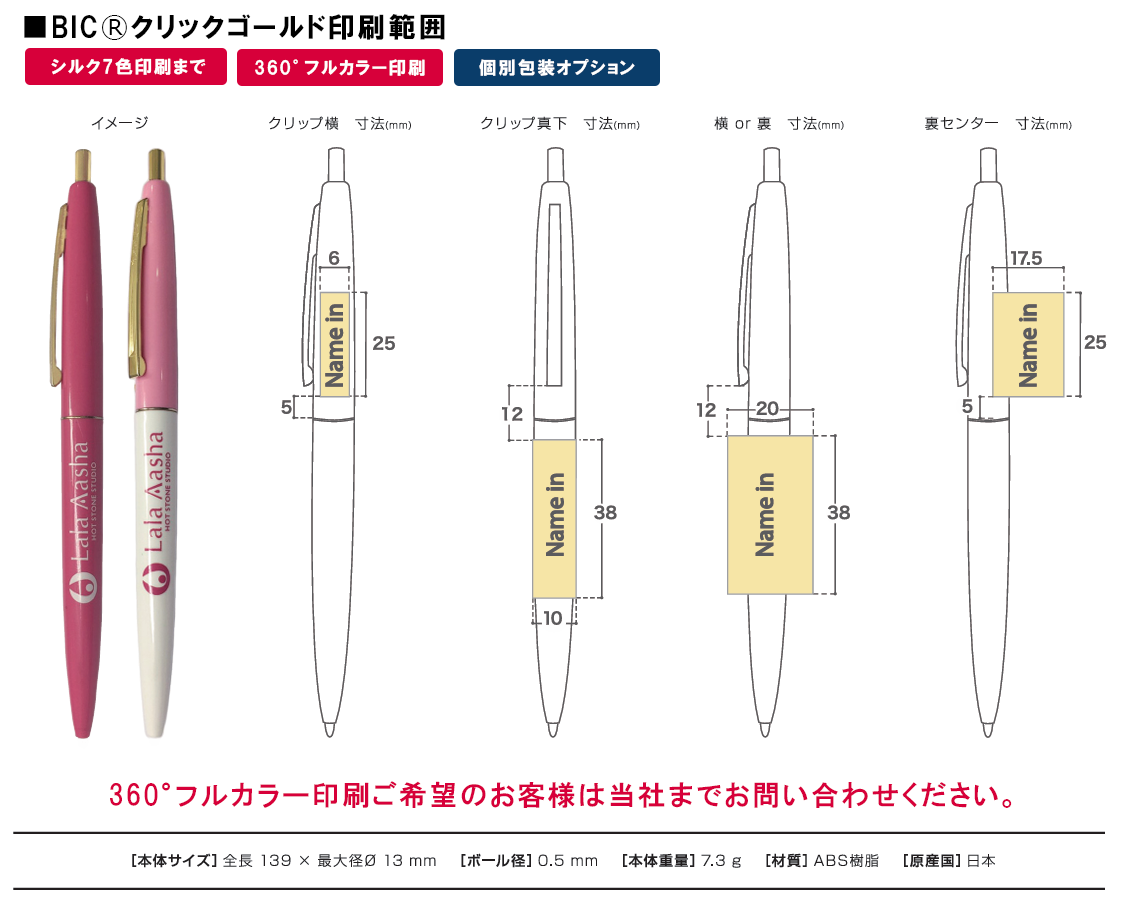 クリックゴールドの印刷範囲
